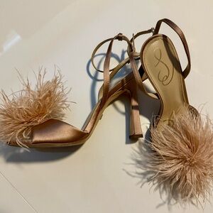 Sam Edelman Satin and Feather Blush D’Orsay Sandal 6.5